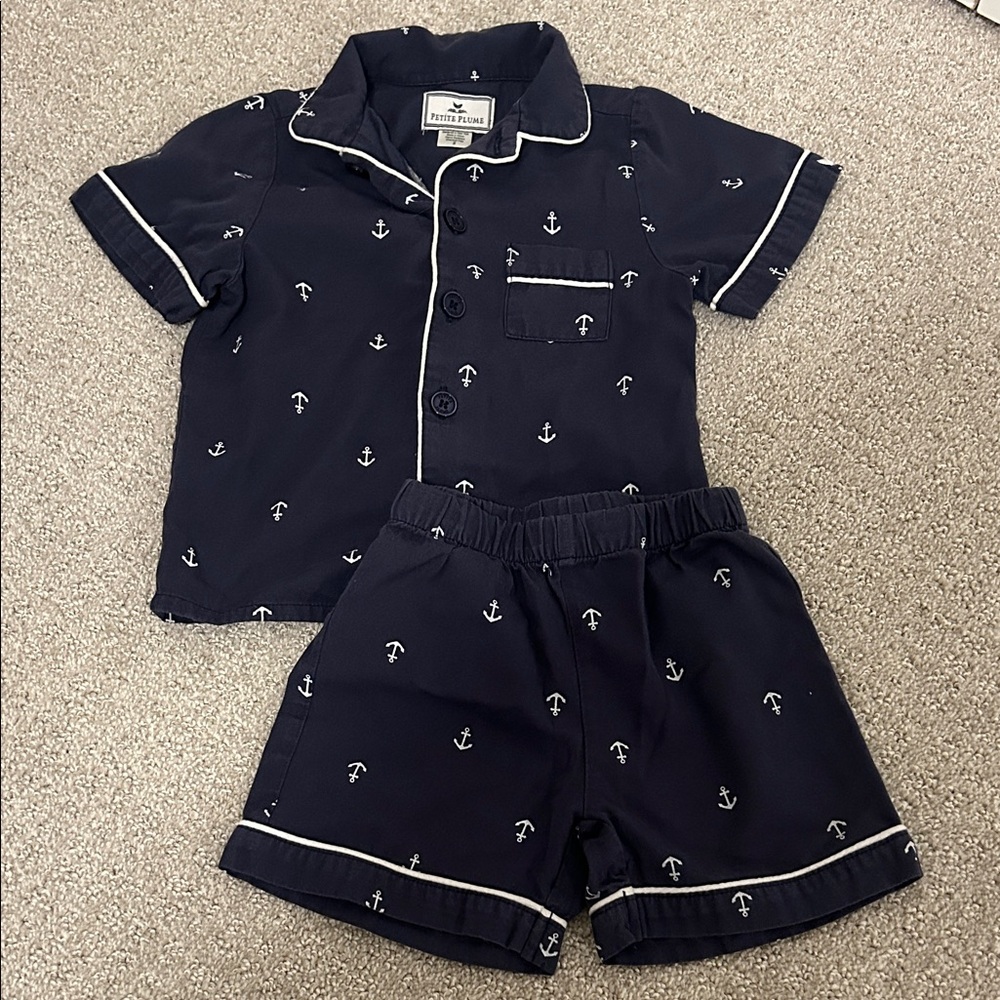 Petite Plume | Nautical Navy Kids Pajama Set